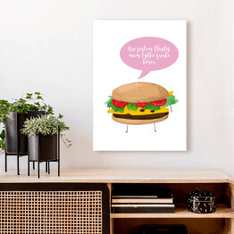 Obraz klasyczny Ilustracja hamburger z napisem "Nie jestem tłusty, mam tylko grube kości"