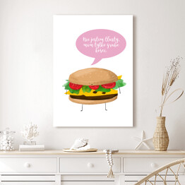 Obraz na płótnie Ilustracja hamburger z napisem "Nie jestem tłusty, mam tylko grube kości"