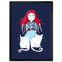 Plakat w ramie Mitologia nordycka - Freja z kotami