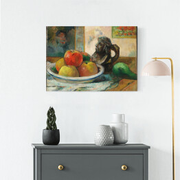 Obraz na płótnie Paul Gauguin "Martwa natura z jabłkami, gruszką i ceramicznym rzeżbionym dzbankiem" - reprodukcja