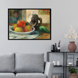 Plakat w ramie Paul Gauguin "Martwa natura z jabłkami, gruszką i ceramicznym rzeżbionym dzbankiem" - reprodukcja