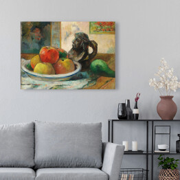 Obraz na płótnie Paul Gauguin "Martwa natura z jabłkami, gruszką i ceramicznym rzeżbionym dzbankiem" - reprodukcja