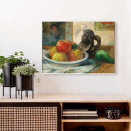Paul Gauguin "Martwa natura z jabłkami, gruszką i ceramicznym rzeżbionym dzbankiem" - reprodukcja