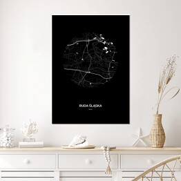 Plakat Mapa Rudy Śląskiej w kole czarno-biała