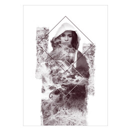 Plakat Podwójna ekspozycja - kobieta na tle morskich fal