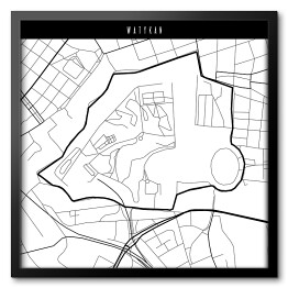 Obraz w ramie Mapa miast świata - Watykan - biała