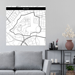 Plakat samoprzylepny Mapa miast świata - Watykan - biała