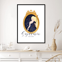 Plakat w ramie Horoskop z kobietą - strzelec