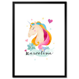 Obraz klasyczny Marcelina - ilustracja z jednorożcem