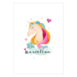 Plakat samoprzylepny Marcelina - ilustracja z jednorożcem