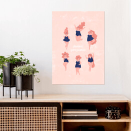 Plakat samoprzylepny Kobiety na różowym tle z napisem "Feelin' gorgeous"