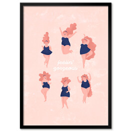 Obraz klasyczny Kobiety na różowym tle z napisem "Feelin' gorgeous"