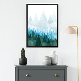 Obraz w ramie Las w górach - ilustracja