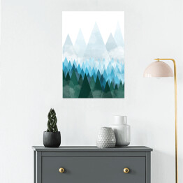 Plakat Las w górach - ilustracja