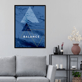 Plakat w ramie "Find your balance" - typografia na niebieskim marmurze