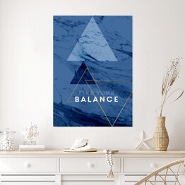 Plakat samoprzylepny "Find your balance" - typografia na niebieskim marmurze