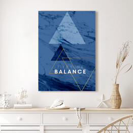 Obraz klasyczny "Find your balance" - typografia na niebieskim marmurze