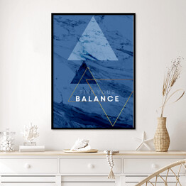 Plakat w ramie "Find your balance" - typografia na niebieskim marmurze