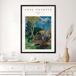 Obraz w ramie Paul Gauguin "Czarne świnie" - reprodukcja z napisem. Plakat z passe partout