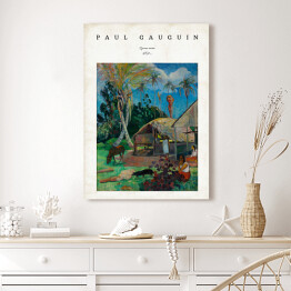 Obraz klasyczny Paul Gauguin "Czarne świnie" - reprodukcja z napisem. Plakat z passe partout