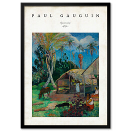 Obraz klasyczny Paul Gauguin "Czarne świnie" - reprodukcja z napisem. Plakat z passe partout
