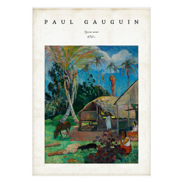 Plakat Paul Gauguin "Czarne świnie" - reprodukcja z napisem. Plakat z passe partout