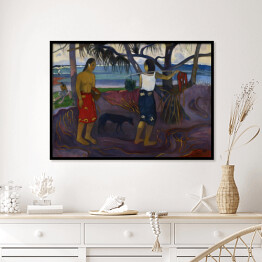 Plakat w ramie Paul Gauguin "Pod pandanusami" - reprodukcja
