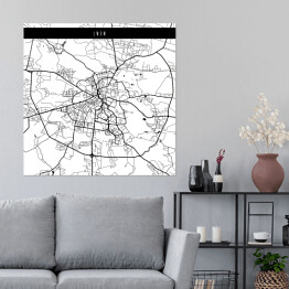 Plakat samoprzylepny Lwów - biało czarna mapa