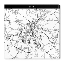 Obraz na płótnie Lwów - biało czarna mapa