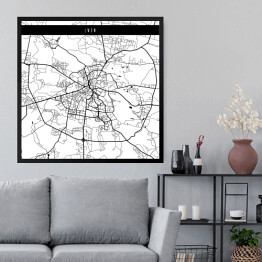 Obraz w ramie Lwów - biało czarna mapa