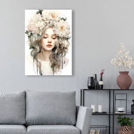 Obraz na płótnie Romantyczny portret kobieta z kwiatami 