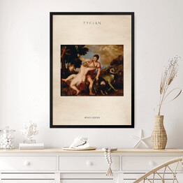 Obraz w ramie Tycjan "Wenus i Adonis" - reprodukcja z napisem. Plakat z passe partout
