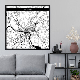 Obraz w ramie Mapy miast świata - Bratysława - biała