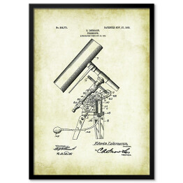 Plakat w ramie E. Lohmann - teleskop - patenty na rycinach vintage