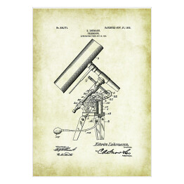 Plakat samoprzylepny E. Lohmann - teleskop - patenty na rycinach vintage