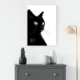 Obraz na płótnie Czarny kotek pokazujący język