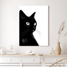 Obraz na płótnie Czarny kotek pokazujący język