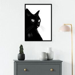 Plakat w ramie Czarny kotek pokazujący język
