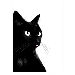 Plakat samoprzylepny Czarny kotek pokazujący język
