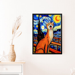 Obraz w ramie Kot à la Edvard Munch