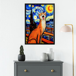 Obraz w ramie Kot à la Edvard Munch