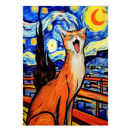 Plakat samoprzylepny Kot à la Edvard Munch