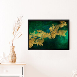 Obraz w ramie Złoty brokat na zielonym kamieniu
