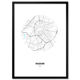Plakat w ramie Mapa Radomia w kole