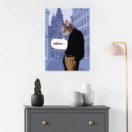 Plakat Kot w golfie - ilustracja