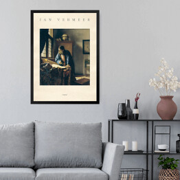 Obraz w ramie Jan Vermeer "Geograf" - reprodukcja z napisem. Plakat z passe partout