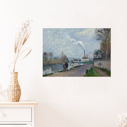 Plakat samoprzylepny Camille Pissarro "Oise w pobliżu Pontoise w pochmurną pogodę" - reprodukcja