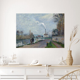 Plakat samoprzylepny Camille Pissarro "Oise w pobliżu Pontoise w pochmurną pogodę" - reprodukcja