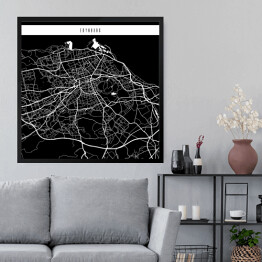 Obraz w ramie Mapy miast świata - Edynburg - czarna