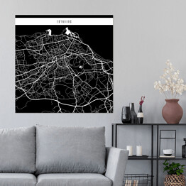 Plakat samoprzylepny Mapy miast świata - Edynburg - czarna